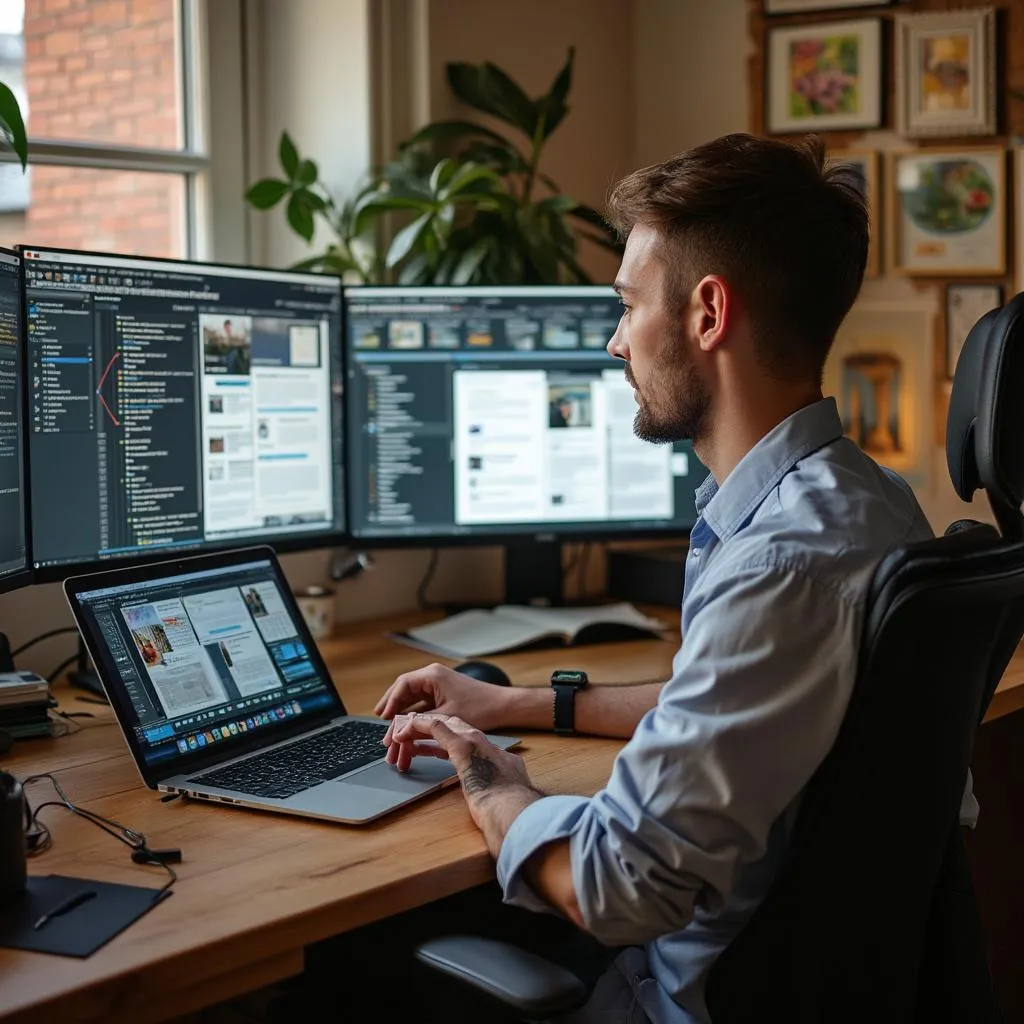 Freelancer pracující jako digitální archivář